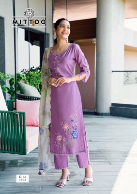 Shreelekha by Mittoo Modal Viscorse Thread work top bottom and dupatta catalogue at affordable rate readymade suit catalogs