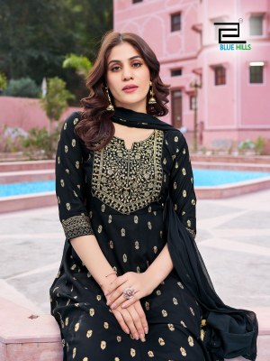 Shreya by amavi reyon foil printed fancy flaired kurti pant and dupatta catalogue Amavi