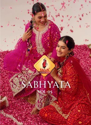 Shruti Sabhyata Vol 5 Traditional Kurti Set  Zari Sequin Georgette Work with Heavy Karachi Border Divider and Lace Dupatta Wholesale kurtis catalogs