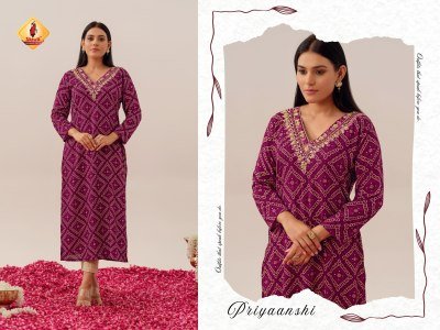 Shruti Suit Bandhej Vol 7 Evergreen Bandhani Modal Rayon Kurti with Hand Mirror And Thread Embroidery  Kurti Wholesale kurtis catalogs