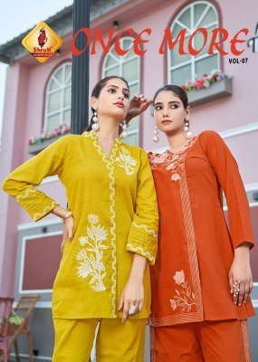 Shruti Suit Once More Vol 7 Designer Co Ord Set in Premium Cotton Flex with Thread And Sequin Embroidery Wholesale co ord set catalogs