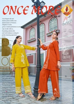Shruti Suit Once More Vol 7 Designer Co Ord Set in Premium Cotton Flex with Thread And Sequin Embroidery Wholesale co ord set catalogs
