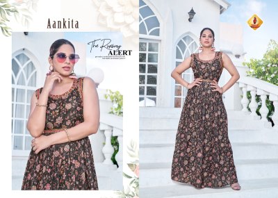 Shruti Suits Presents manchali Trendy Elegance Printed Muslin Full Flared Kurtis catalog at wholesale price gown catalogs