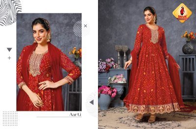 Shruti Suits Sajavat 2 Premium Soft Georgette Bandhani Gown with Thread And Sequin Embroidery Wholesale gown catalogs