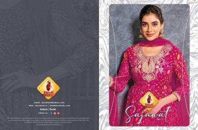 Shruti Suits Sajavat 2 Premium Soft Georgette Bandhani Gown with Thread And Sequin Embroidery Wholesale gown catalogs