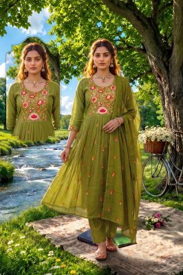 Siddhi Mal Chanderi Embroidered Suit Set with Designer Dupatta kurti pant with dupatta Catalogs