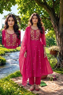 Siddhi Mal Chanderi Embroidered Suit Set with Designer Dupatta kurti pant with dupatta Catalogs