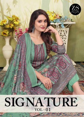 Signatures vol 1 by ZS Textile Pakistani soft cotton printed dress material catalogue in low rate Amavi