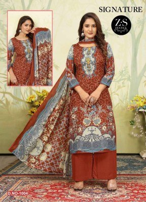 Signatures vol 1 by ZS Textile Pakistani soft cotton printed dress material catalogue in low rate dress material catalogs