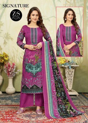 Signatures vol 1 by ZS Textile Pakistani soft cotton printed dress material catalogue in low rate dress material catalogs