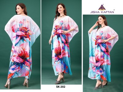 Silk Kaftan vol 13 by Jisha Feather Silk Exclusive Digital printed kaftan catalogue  kurtis catalogs