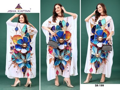Silk Kaftan vol 13 by Jisha Feather Silk Exclusive Digital printed kaftan catalogue  kurtis catalogs