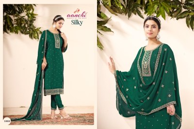 Silky by Aanchi Vichitra Silk Straight Kurti Pant with Dupatta catalogue at affordable rate  readymade suit catalogs