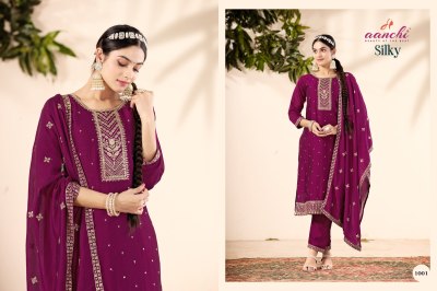 Silky by Aanchi Vichitra Silk Straight Kurti Pant with Dupatta catalogue at affordable rate  readymade suit catalogs