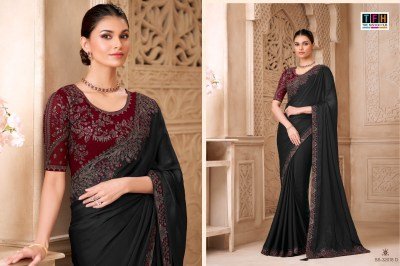 Silver Screen-22 SS-32018 Peacock Blue Satin Georgette Saree with Tussar Silk Blouse sarees catalogs