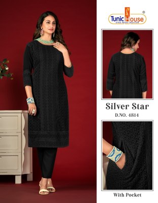 Silver star by tunis house Fully Lukhnovi work kurti with bottom catalogue Tunic house 