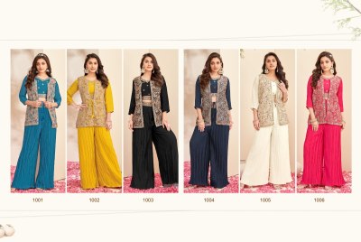Simaya by K F designer Shrug jacket set with embroidered palazzo catalogue at affordable rate western wear catalogs