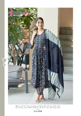 Simran vol 3 by Mystic 9 heavy reyon nyra cut printed kurti pant and dupatta catalogue at low rate readymade suit catalogs
