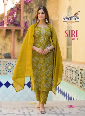 Siri vol 3 by Radhika Life style Reyon capsule foil printed kurti pant and dupatta catalogue at affordable rate readymade suit catalogs