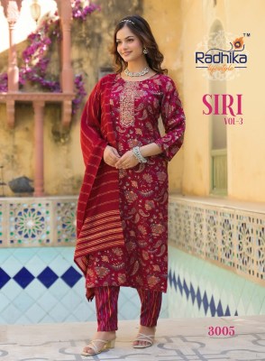 Siri vol 3 by Radhika Life style Reyon capsule foil printed kurti pant and dupatta catalogue at affordable rate readymade suit catalogs