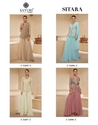 Sitara by Sayuri designer real georgette designer short top sharara suit catalogue at amaviexpo fancy sharara suit Catalogs
