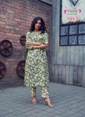 Siya vol 1 by Mystic 9 Premium quality foil printed Kurti with Straight pant collection in low range kurtis catalogs