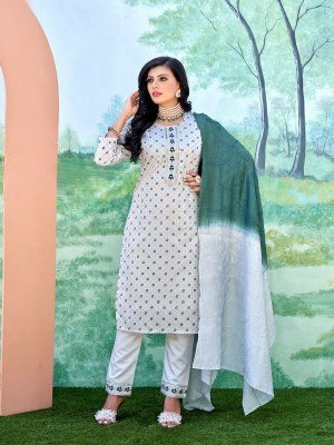 Smylee by sneha chanderi silk neck embroidery kurti pant and dupatta catalogue at wholesale price readymade suit catalogs