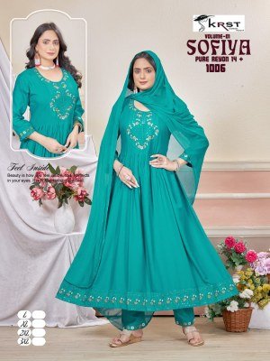 Sofia  3Pcs Vol New Pure Reyon Long Ghera Kurti Set with Work Dupatta Neptol Design Wholesale Catalogs  kurtis catalogs