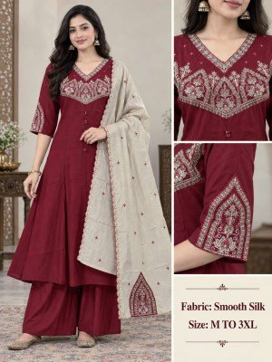 Soft Silk 3-Piece Palazzo Pair Set Size wise Combo Set