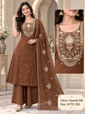 Soft Silk 3-Piece Plaza Pair Set for Women Size wise Combo Set