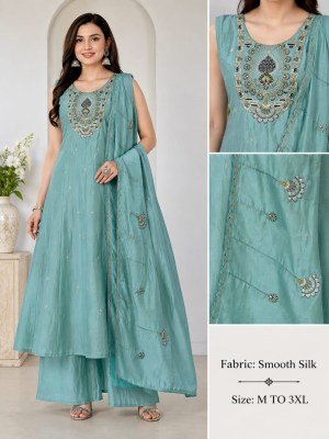 Soft Silk 3-Piece Plaza Pair Set for Women Size wise Combo Set