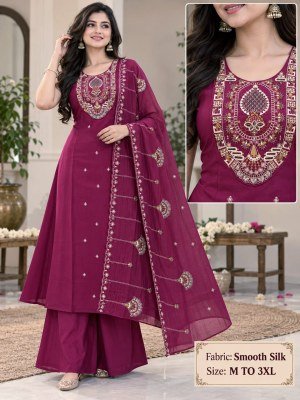 Soft Silk 3-Piece Plaza Pair Set for Women Size wise Combo Set