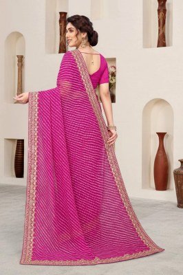 Soft Star Georgette Lahriya Print Saree with Heavy Embroidery Silk Blouse sarees