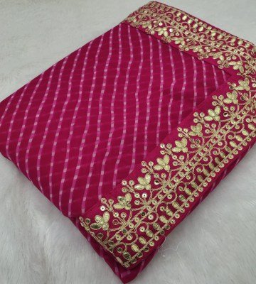 Soft Star Georgette Lahriya Print Saree with Heavy Embroidery Silk Blouse sarees