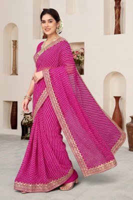 Soft Star Georgette Lahriya Print Saree with Heavy Embroidery Silk Blouse sarees