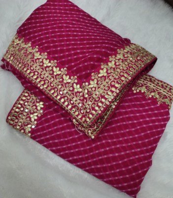 Soft Star Georgette Lahriya Print Saree with Heavy Embroidery Silk Blouse sarees