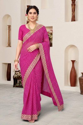 Soft Star Georgette Lahriya Print Saree with Heavy Embroidery Silk Blouse sarees
