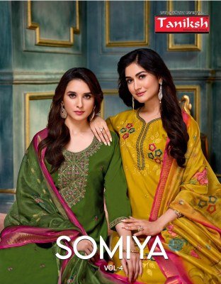 Somiya vol 4 by Taniksh Roman Embroidered Designer top bottom and dupatta catalogue at low rate Taniksh