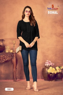 Sonal by Tunic house Fully chikankari work front and back western top collection in amaviexpo western wear catalogs