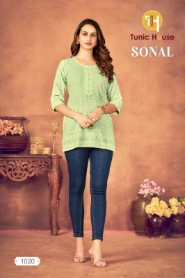 Sonal by Tunic house Fully chikankari work front and back western top collection in amaviexpo western wear catalogs