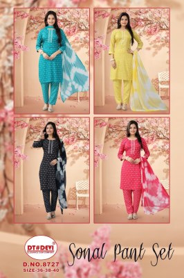 Sonal pant by DNo 8727 Reyon printed readymade kurti pant and dupatta catalogue at low price kurti pant with dupatta Catalogs
