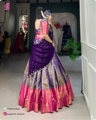 South Indian Traditional Kanjivaram Pattu Lehenga Choli Zari Weaving Festival And Bride Made Lehengha Choli Wholesale lehenga choli