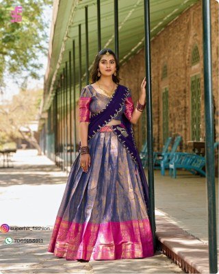 South Indian Traditional Kanjivaram Pattu Lehenga Choli Zari Weaving Festival And Bride Made Lehengha Choli Wholesale lehenga choli