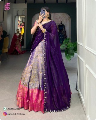 South Indian Traditional Kanjivaram Pattu Lehenga Choli Zari Weaving Festival And Bride Made Lehengha Choli Wholesale lehenga choli