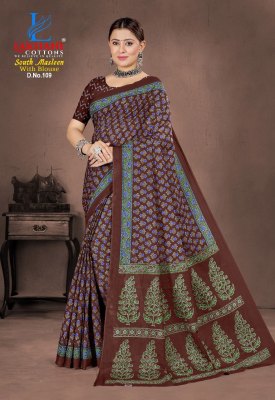 South Masleen Vol 1 by Lakhani Heavy Maslen Cotton Printed saree collection at affordable price  sarees catalogs
