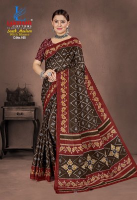 South Masleen Vol 1 by Lakhani Heavy Maslen Cotton Printed saree collection at affordable price  sarees catalogs
