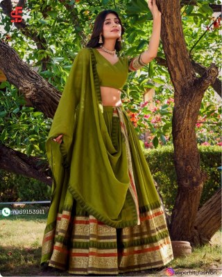 Southindian Festival And Bridemaids Collection Green Colour Royal Look In Southindian Lehenga Choli Wholesale  lehenga choli