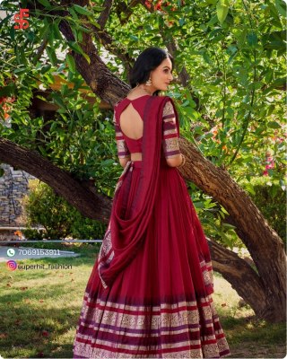 Southindian Festival And Bridemaids Collection Red Colour Royal Look In Southindian Lehenga Choli Wholesale  lehenga choli