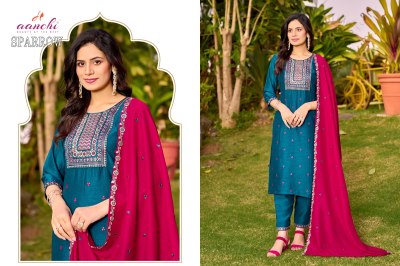 Sparrow by Aanchi Vichitra Silk Embroidered Top bottom and dupatta catalogue at low rate readymade suit catalogs