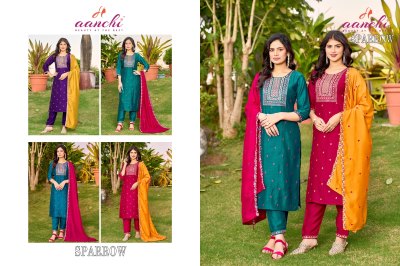 Sparrow by Aanchi Vichitra Silk Embroidered Top bottom and dupatta catalogue at low rate readymade suit catalogs